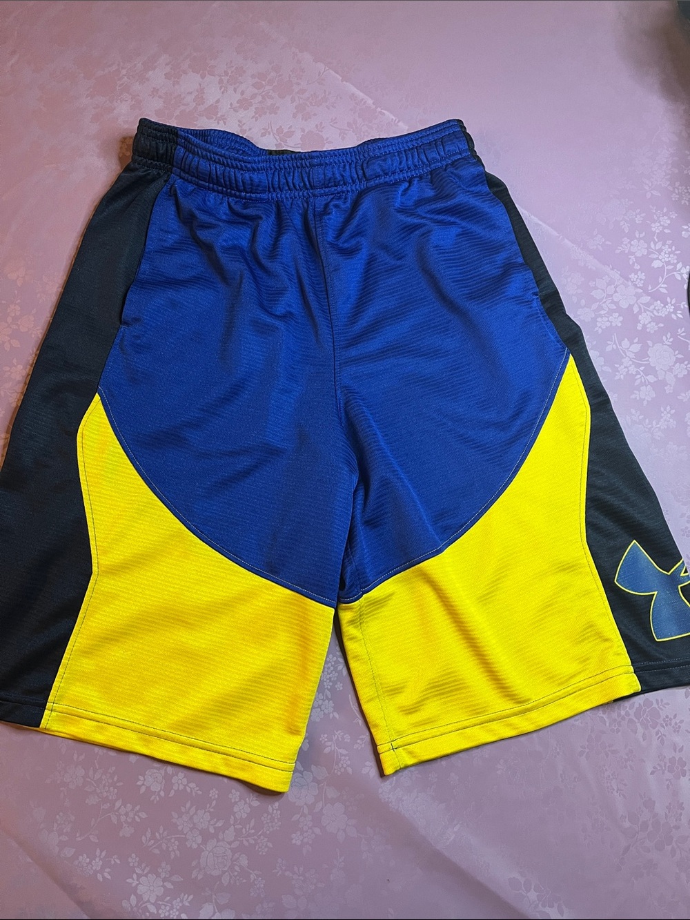 Under Armour Boy’s Athletic Shorts in Blue, Yellow and Black